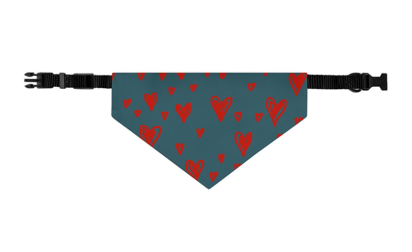 Grey with Red Hearts Dog Bandana